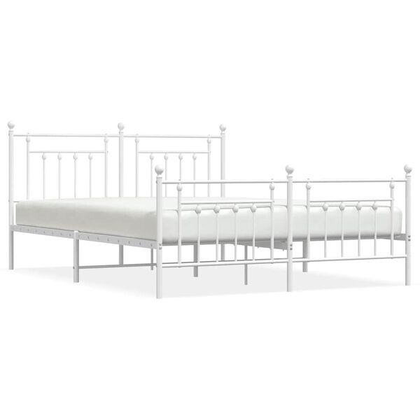 vidaXL Estrutura de cama com cabeceira e p&eacute;s 183x213 cm metal branco