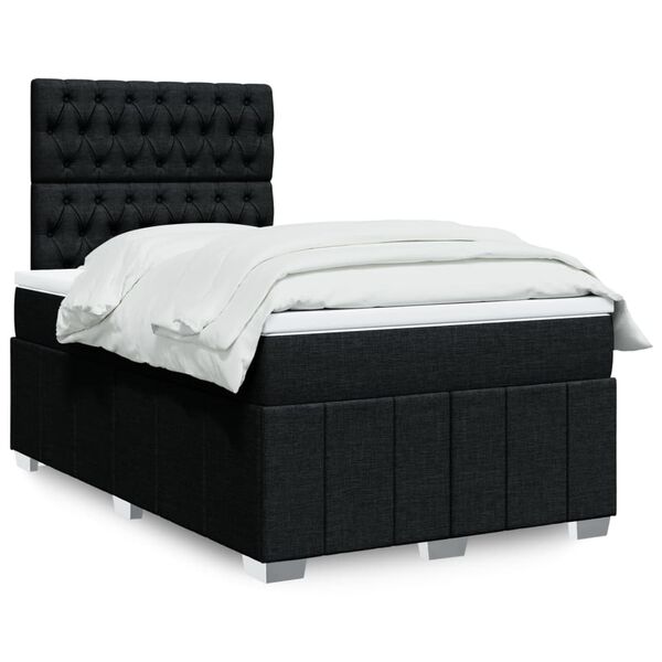 vidaXL Cama boxspring com colch&atilde;o 120x190 cm tecido preto