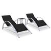 vidaXL Espregui&ccedil;adeiras com mesa 2 pcs alum&iacute;nio preto
