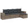 vidaXL 5 pcs conj. sof&aacute;s jardim c/ almofad&otilde;es vime PE cinzento-claro