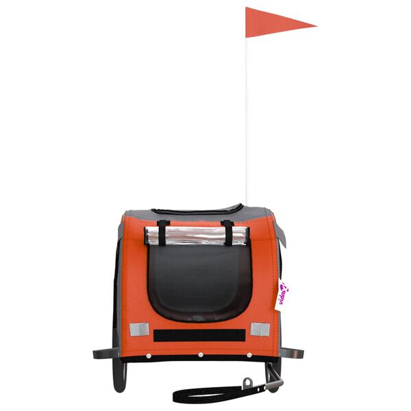 vidaXL Reboque bicicleta p/ animais tecido oxford/ferro laranja/preto