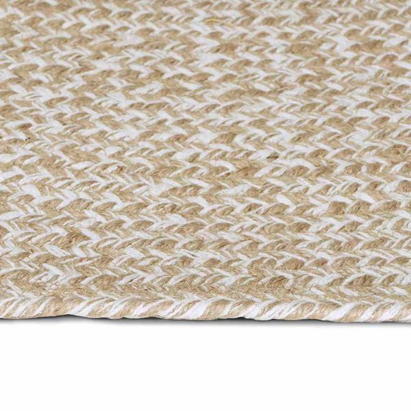 vidaXL Tapetes de &aacute;rea Quadrado Natural e Branco 300 x 300 cm Juta