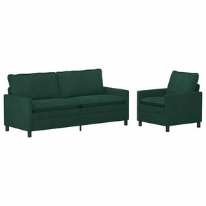 vidaXL Conjunto de Sof&aacute;s 2 unid. Verde-Escuro Veludo