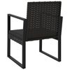 vidaXL 3 pcs conjunto lounge de jardim c/ almofad&otilde;es vime PE preto