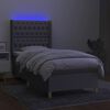 vidaXL Cama box spring c/ colch&atilde;o e LED 80x200 cm tecido cinza-claro