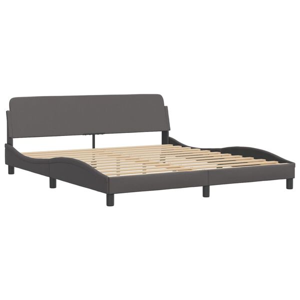 vidaXL Cama com colch&atilde;o Hvar 180x200 cm couro artificial cinza