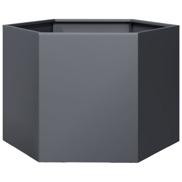 vidaXL Vaso/floreira de jardim hexagonal 69x60x45 cm a&ccedil;o antracite