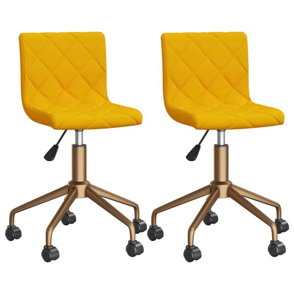 vidaXL Cadeiras de jantar girat&oacute;rias 2 pcs veludo amarelo mostarda
