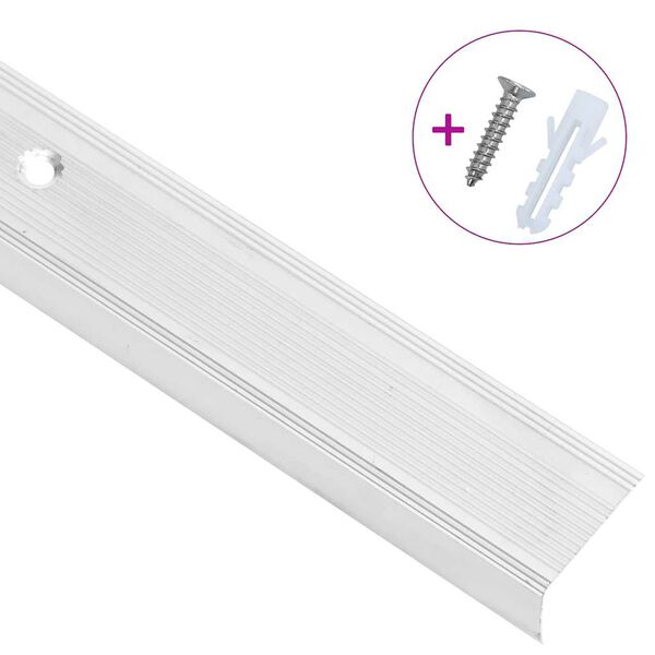 vidaXL Perfil p/ escada em forma de L 15 pcs alum&iacute;nio 100 cm prateado