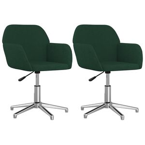 vidaXL Cadeiras de jantar girat&oacute;rias 2 pcs tecido verde-escuro