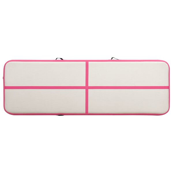 vidaXL Colch&atilde;o de gin&aacute;stica insufl&aacute;vel c/ bomba 300x100x20 cm PVC rosa