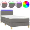 vidaXL Cama box spring c/ colch&atilde;o e LED 100x200 cm tecido cinza-escuro