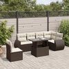 vidaXL 7 pcs conjunto de sof&aacute;s jardim c/ almofad&otilde;es vime PE castanho