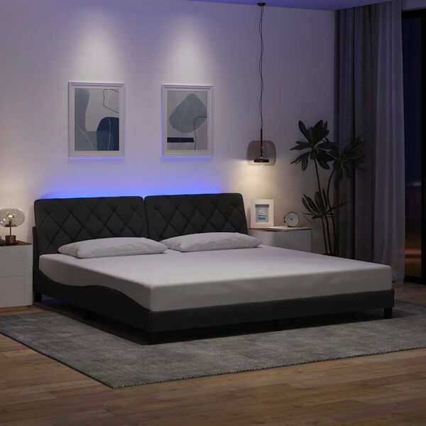 vidaXL Estrutura de cama com LED sem colch&atilde;o 200x200 cm tecido