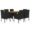 vidaXL 7 pcs Conjunto de jantar p/ exterior vime PE preto