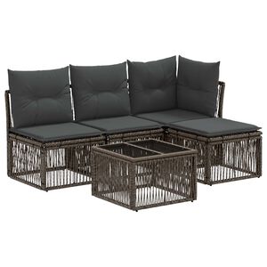vidaXL Conjunto de Sof&aacute; de Jardim 5 unid. Cinzento vime PE