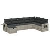 vidaXL 8 pcs conj. sof&aacute;s jardim c/ almofad&otilde;es vime PE cinzento-claro