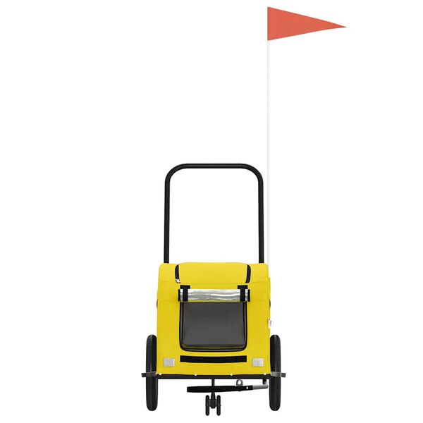 vidaXL Reboque bicicleta p/ animais tecido oxford/ferro amarelo