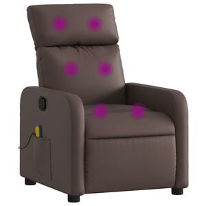 vidaXL Poltrona de massagens reclin&aacute;vel couro artificial castanho