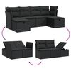 vidaXL 6 pcs conjunto sof&aacute;s de jardim c/ almofad&otilde;es vime PE preto