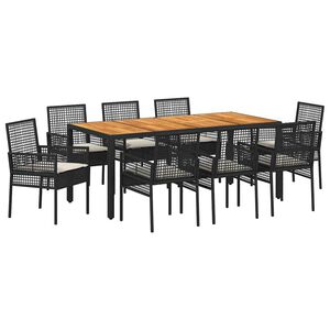 vidaXL Conjunto de Jantar para Jardim 9 pcs Preto vime PE