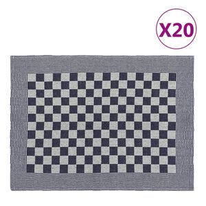 vidaXL Panos de cozinha 20 pcs 50x70 cm algod&atilde;o azul e branco