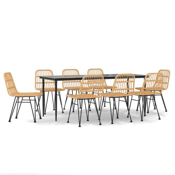 vidaXL 9 pcs conjunto de jantar para jardim vime PE