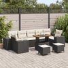 vidaXL Conjunto de Sof&aacute; de Jardim 10 pcs Preto vime PE