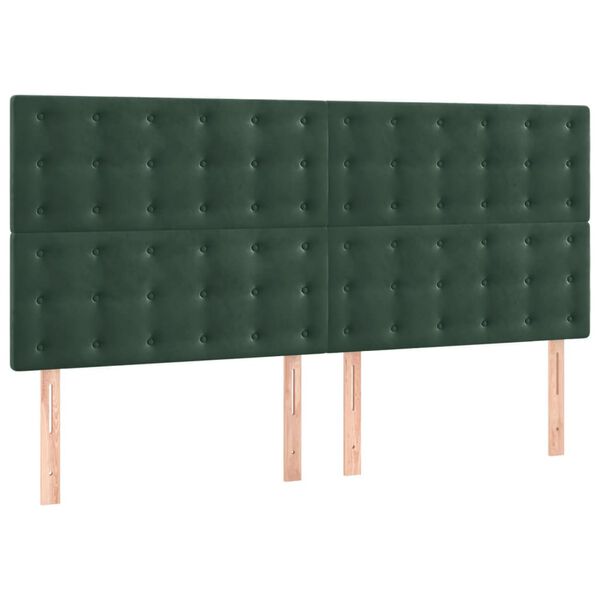 vidaXL Cabeceira Verde Escuro 200x5x118/128 cm Veludo