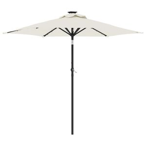 vidaXL Guarda-sol jardim c/ LEDs e poste de a&ccedil;o 225x225x212 cm branco