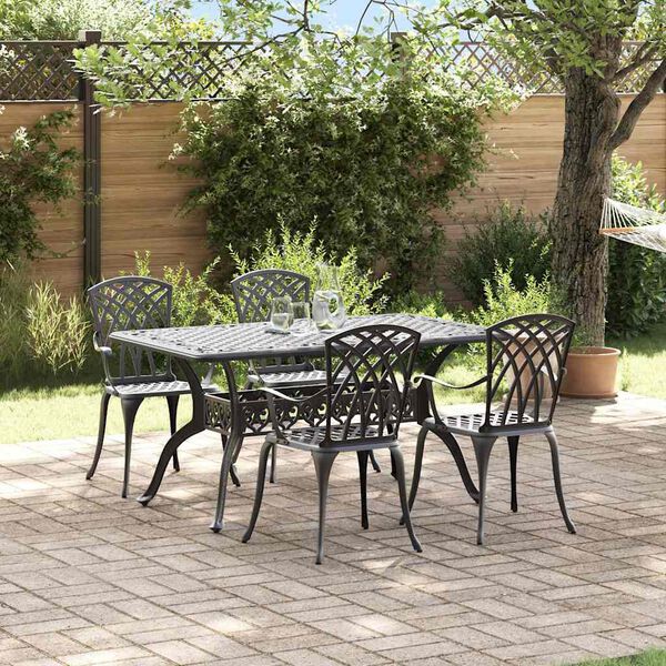 vidaXL Conjunto de Jantar para Jardim 5 pcs Preto Alum&iacute;nio