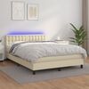vidaXL Cama box spring c/ colch&atilde;o/LED 140x200cm couro artificial creme