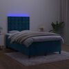 vidaXL Cama box spring c/ colch&atilde;o/LED 120x200 cm veludo azul-escuro
