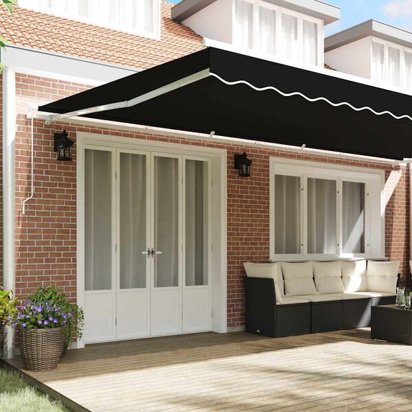 vidaXL Toldo Retr&aacute;til Manual Preto 600 &times; 300 cm Poli&eacute;ster e Alum&iacute;nio