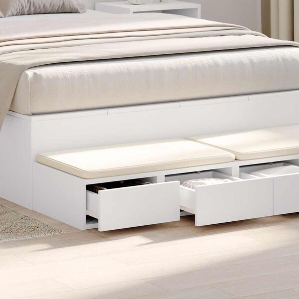 vidaXL Gavetas de cama Branco 120 x 36,5 x 16,5 cm Madeira processada