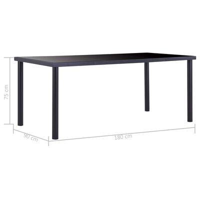 vidaXL Mesa de jantar 180x90x75 cm vidro temperado preto