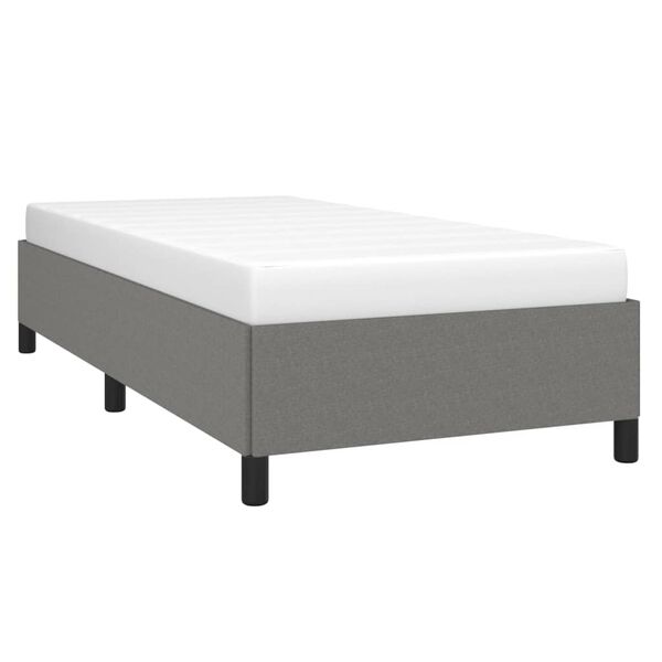 vidaXL Estrutura de cama sem colch&atilde;o 80x200 cm tecido cinzento-escuro