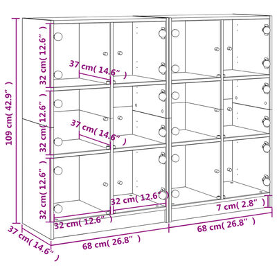 vidaXL Estante c/ portas 136x37x109 cm derivados madeira cinza cimento