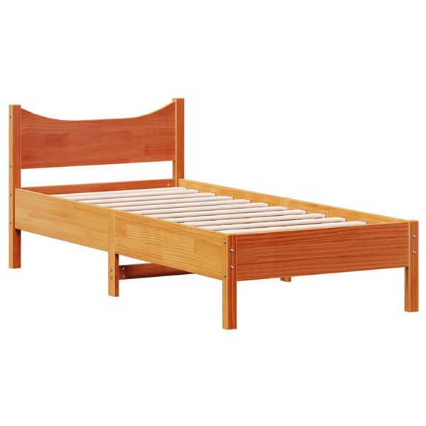 vidaXL Cama sem colch&atilde;o 75x190 cm madeira de pinho maci&ccedil;a castanho-mel