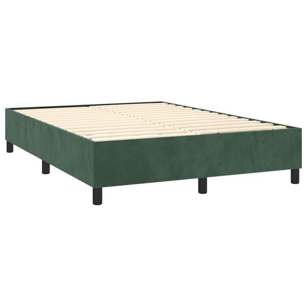 vidaXL Cama com molas/colch&atilde;o 140x190 cm veludo verde-escuro