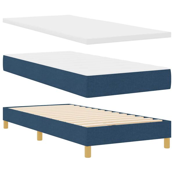 vidaXL Cama Box com colch&atilde;o com cabeceira Azul 200 x 80 cm Poli&eacute;ster