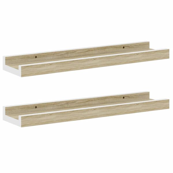 vidaXL Prateleiras de parede 2 pcs 40x9x3 cm branco e carvalho sonoma