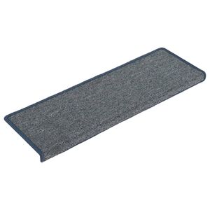 vidaXL Tapetes de escada 15 pe&ccedil;as 65x21x4 cm cinza claro e azul com borda retangular