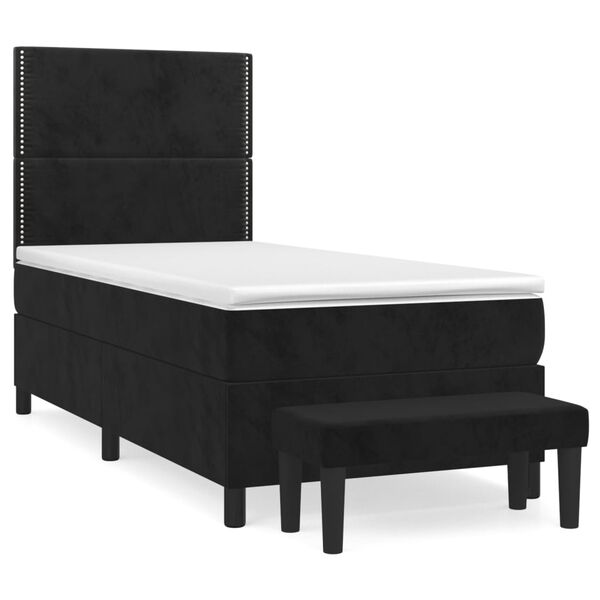vidaXL Cama com molas/colch&atilde;o 100x200 cm veludo preto