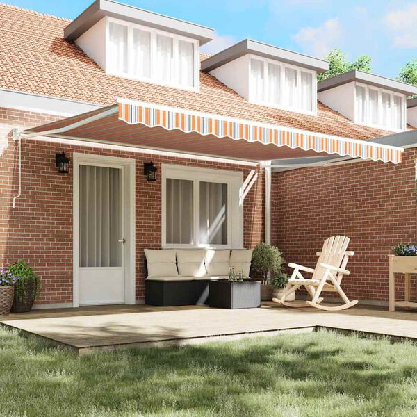 vidaXL Toldo Retr&aacute;til Multicolor 450 &times; 300 cm Poli&eacute;ster e Alum&iacute;nio