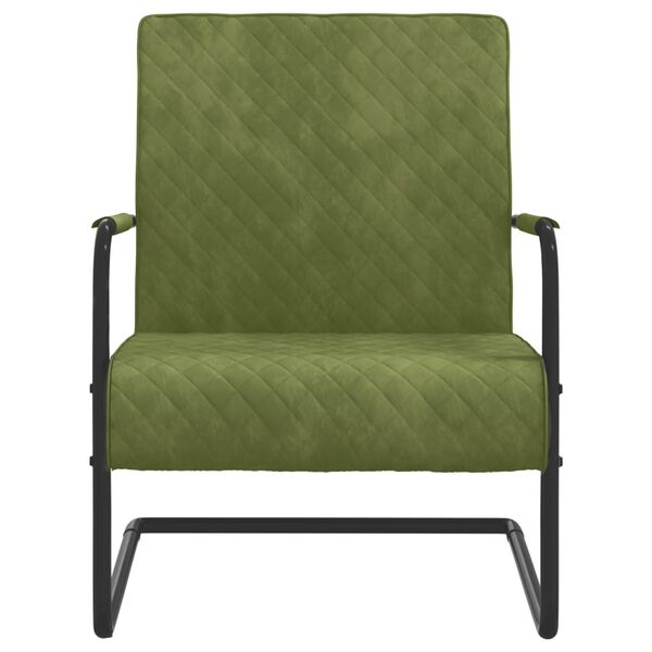 vidaXL Cadeira cantilever veludo verde-claro