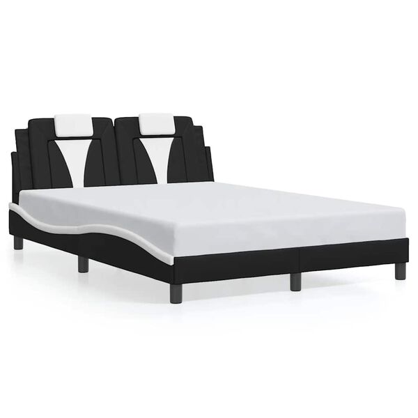 vidaXL Estrutura de cama Viana sem colch&atilde;o 120x200 couro artif. preto/branco