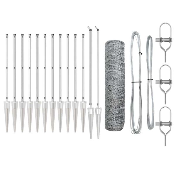 vidaXL Poste de Cerca Prateado 10 x 0,4 m (malha de 36 mm) A&ccedil;o