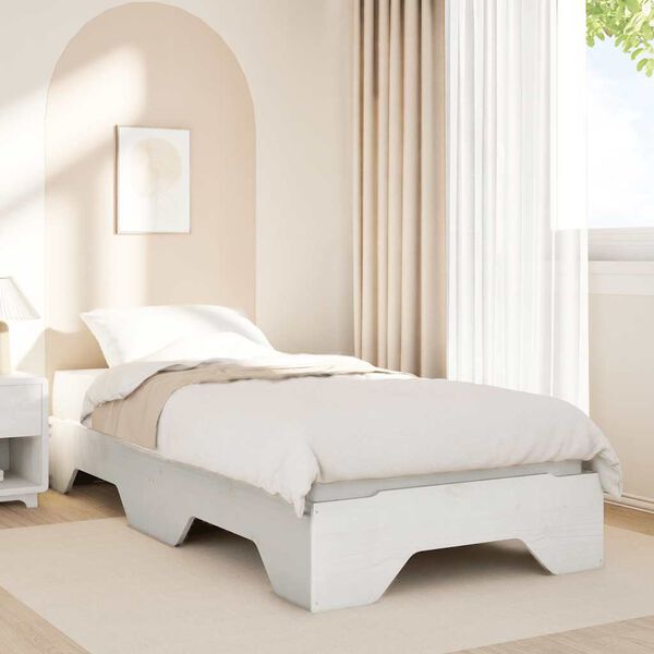 vidaXL Cama sem colch&atilde;o empilh&aacute;veis 75x190 cm madeira maci&ccedil;a branco