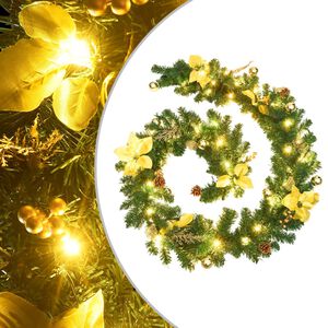 vidaXL Grinalda de Natal com luzes LED 2,7 m PVC verde